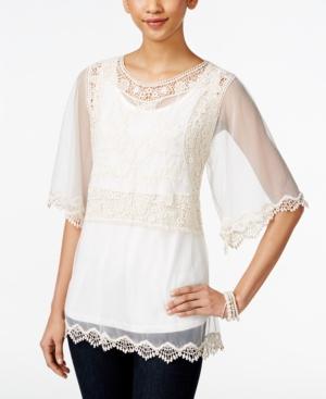 Style & Co. Sheer Flutter-sleeve Top, Only At Macy's