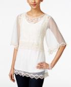 Style & Co. Sheer Flutter-sleeve Top, Only At Macy's