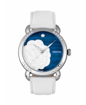 Bertha Quartz Daphne Collection Silver And White And Black Leather Watch 38mm