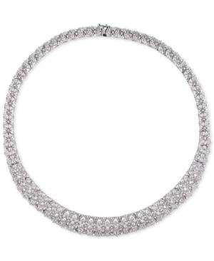 Tiara Cubic Zirconia Cluster 18 Statement Necklace In Sterling Silver