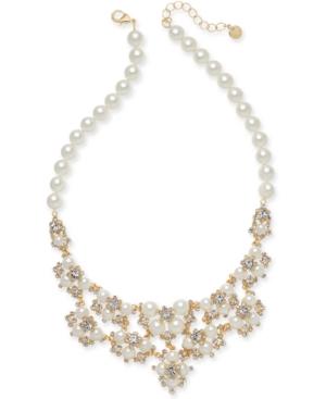 Charter Club Gold-tone Crystal & Imitation Pearl Statement Necklace, 42 + 2 Extender, Created For Macy's