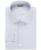 Kenneth Cole Reaction Fitted Techni-cole Stretch Medieval Blue Stripe Dress Shirt