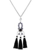 Lucky Brand Silver-tone Reversible Stone & Tassel Pendant Necklace