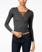 Bar Iii Lace-up Ribbed Top, Only At Macy's
