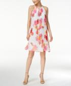 Calvin Klein Pleated Floral-print Trapeze Dress