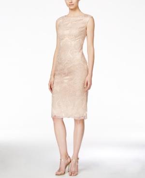 Vince Camuto Sequined Lace Cap-sleeve Dress