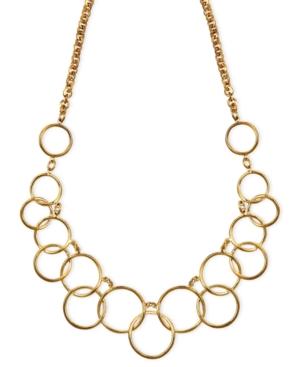 Nine West Necklace, Gold-tone Circle Frontal Necklace