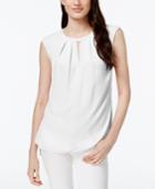 Cece Pleated Sleeveless Keyhole Top - Available In Multiple Colors