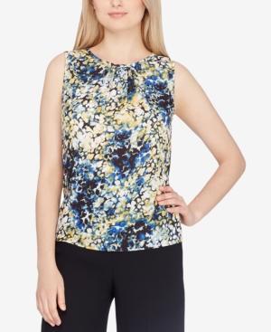 Tahari Asl Printed Pleated-neck Shell