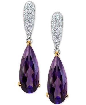 Amethyst (5 Ct. T.w.) & Diamond (1/4 Ct. T.w.) Drop Earrings In 14k Gold & White Gold