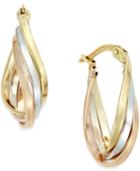Oval Nested Hoop Earrings In 10k Tri-tone Gold