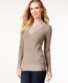 Style & Co. V-neck Button-detail Sweater, Only At Macy's