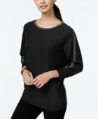 Alfani Petite Embellished-trim Dolman Sleeve Top, Only At Macy's