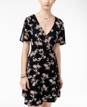 Hippie Rose Juniors' Split-sleeve Wrap Dress