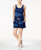 Lucky Brand Batik Printed Drawstring Romper