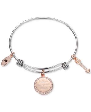 Unwritten Two-tone Follow Your Heart Bangle Bracelet In Rose Gold-tone & Stainless Steel