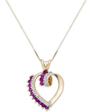 Ruby (1/2 Ct. T.w.) And Diamond Accent Heart Pendant Necklace In 14k Gold
