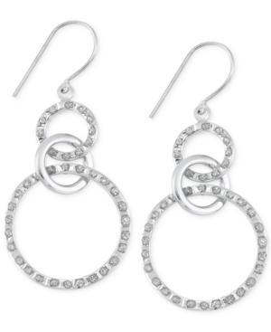 Diamond Accent Interlocking Circle Drop Earrings In Platinum Over Sterling Silver