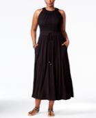 Calvin Klein Plus Size Halter Drawstring Maxi Dress