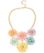 M. Haskell Gold-tone Faceted Stone Mixed Pastel Flower Frontal Necklace