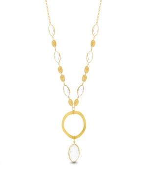 Catherine Malandrino Women's White Rhinestone O Circle Yellow Gold-tone Chain Necklace