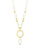 Catherine Malandrino Women's White Rhinestone O Circle Yellow Gold-tone Chain Necklace