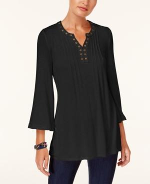 Style & Co Grommeted Split-neck Top, Created For Macy's