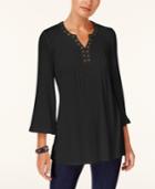Style & Co Grommeted Split-neck Top, Created For Macy's