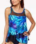 Miraclesuit Flamenco Palm-print Underwire Asymmetrical Tankini Top Women's Swimsuit
