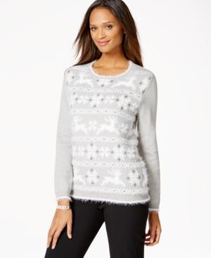 Alfred Dunner Petite Long-sleeve Printed Sweater