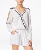 American Rag Juniors' Long-sleeve Embroidered Romper, Only At Macy's