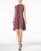 Ny Collection Petite Printed Mock-neck High-low Dress