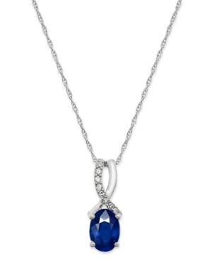 Sapphire (9/10 Ct. T.w.) And Diamond Accent Oval Pendant Necklace In 14k White Gold