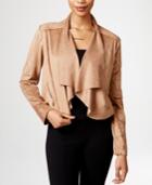 Bar Iii Draped Faux-suede Cropped Jacket, Only At Macy's