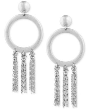 Lucky Brand Silver-tone Circle & Chain Tassel Drop Earrings