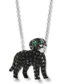 Effy Diamond (3/4 Ct. T.w.) & Emerald Accent Dog 18 Pendant Necklace In 14k White Gold