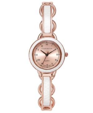 Charter Club Women's Rose Gold-tone White Inset Bangle Bracelet Watch 28mm 17295, Only At Macy's