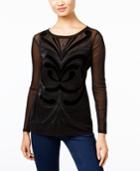 Inc International Concepts Velvet-trim Illusion Top, Only At Macy's