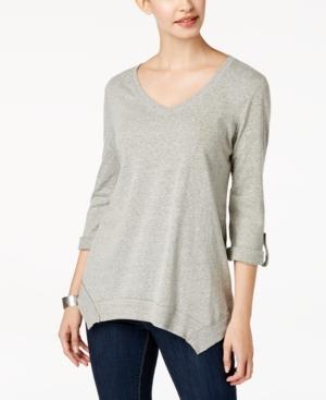 Style & Co V-neck Asymmetrical-hem Top, Created For Macy's