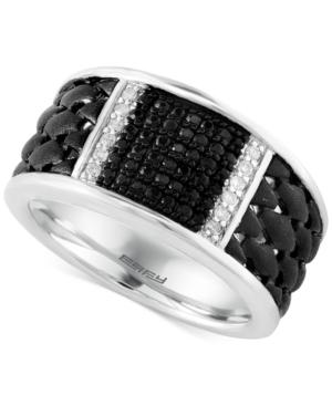 Gento By Effy Men's White And Black Sapphire Ring (1/2 Ct. T.w.) In Sterling Silver