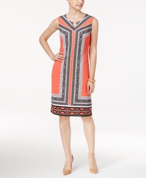 Jm Collection Petite Printed Sheath Dress, Created For Macy's