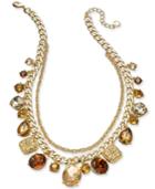 Charter Club Gold-tone Shaky Stone & Crystal Layered Choker Necklace, 12 + 2 Extender, Created For Macy's