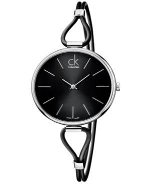 Ck Calvin Klein Watch, Women's Swiss Selection Black Leather Cord Strap 38mm K3v231c1