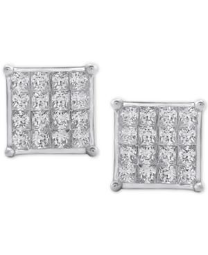 Diamond Square Cluster Stud Earrings (3/4 Ct. T.w.) In 10k White Gold