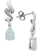 Lab Created Opal (3/4 Ct. T.w.) & Diamond Accent Drop Earrings In Sterling Silver