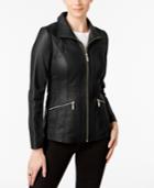 Anne Klein Petite Scuba Leather Jacket