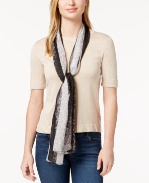 Calvin Klein Ombre-border Leopard-print Silk Scarf