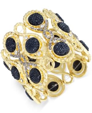 Inc International Concepts Gold-tone Jet Crystal Stretch Bracelet, Only At Macy's