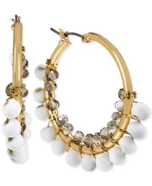 M. Haskell For Inc Gold-tone White Beaded Hoop Earrings, Only At Macy's