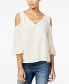 One Hart Juniors' Cold-shoulder Ruffle-sleeve Blouse, Only At Macy's